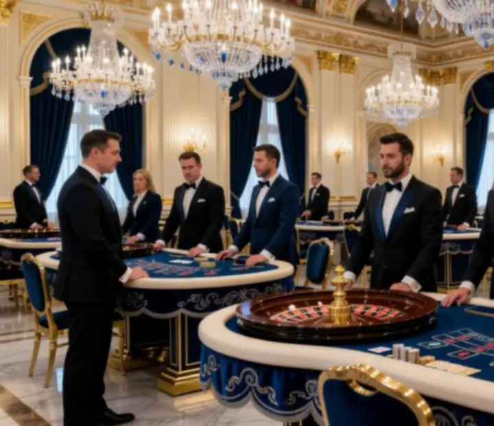 Elegáns kaszinó játékasztal corporate gála rendezvényen